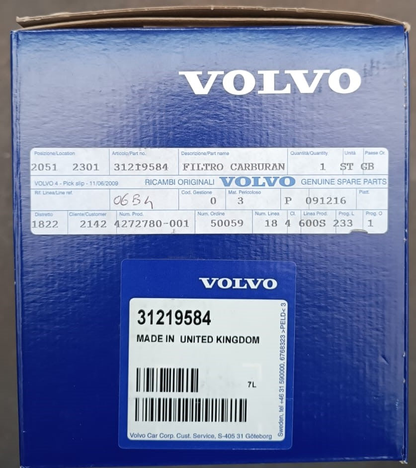 Volvo filtro carburante originale v50   oem 31219584