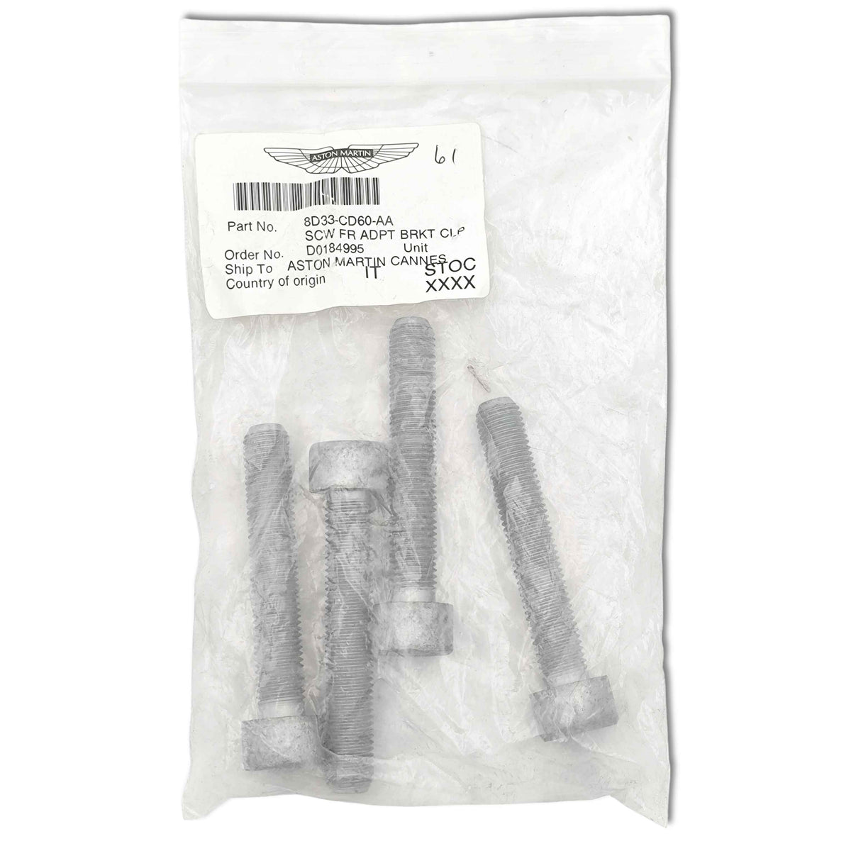 Aston martin vite per staffa adattatore anteriore oem 8d33 cd60 aa dal 2007