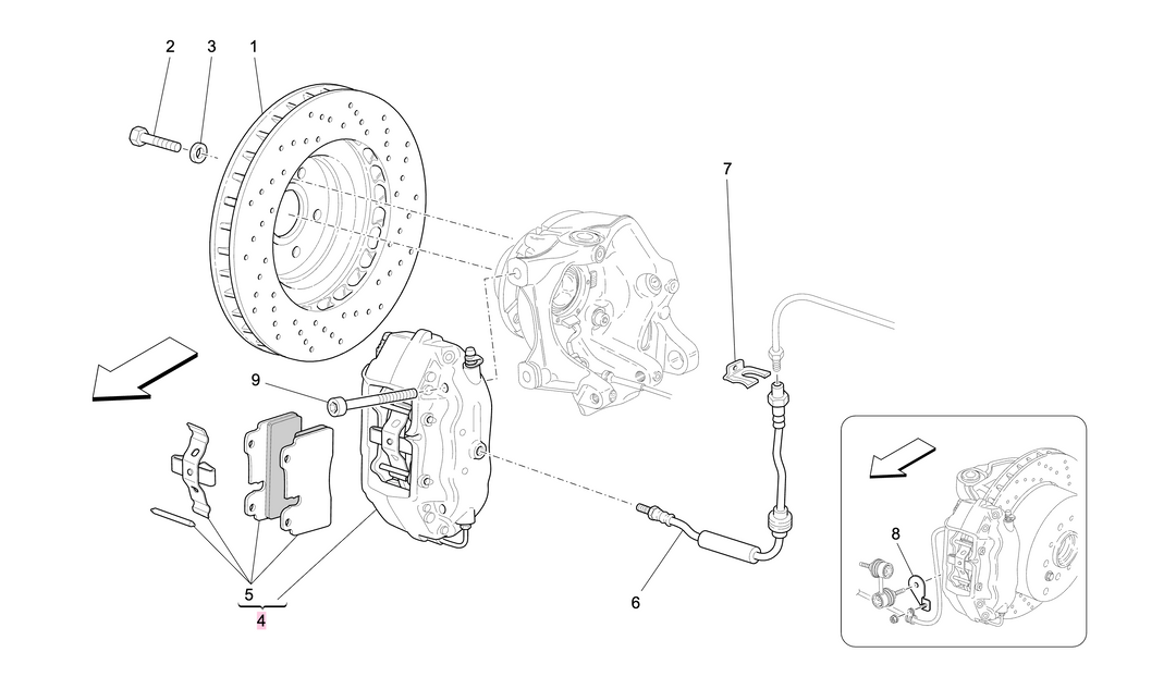 Maserati Quattroporte GranCabrio GranTurismo Pinza Freno Posteriore DX P4 32/36 Rossa OEM 82102705